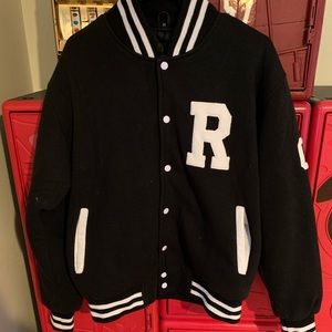 Rihanna black varsity jacket